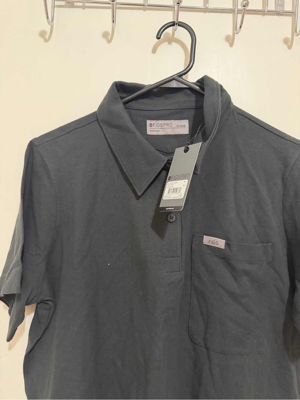 Figs Black Men's Polo with Chest Pocket